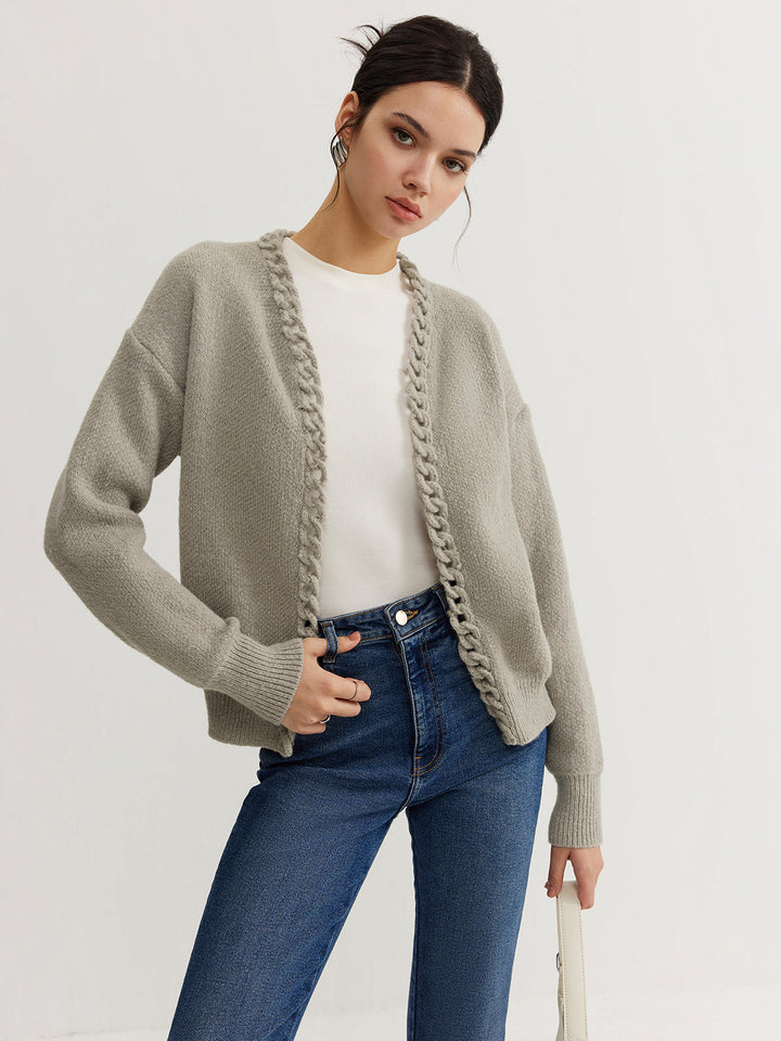 Drune | Cardigan mit Geflochtenem Rand Weicher Strick Zeitloser Komfort