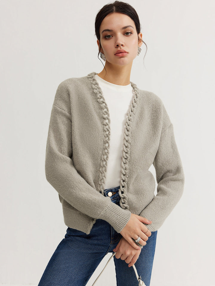 Drune | Cardigan mit Geflochtenem Rand Weicher Strick Zeitloser Komfort