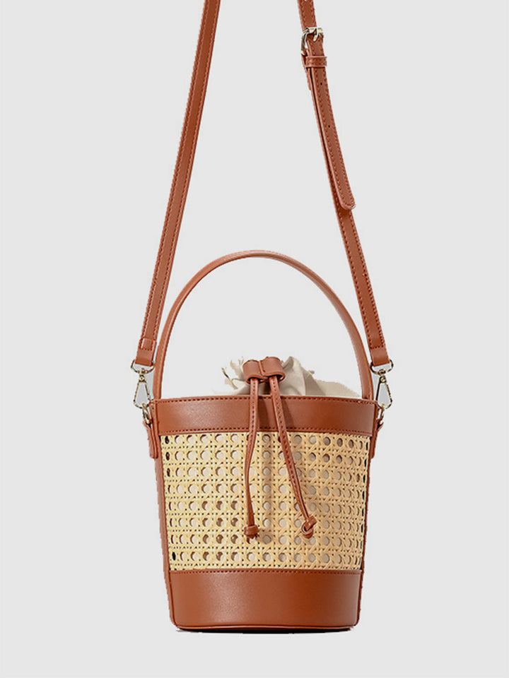 Drune | Rattan Akzent Kordelzug Eimer Tasche