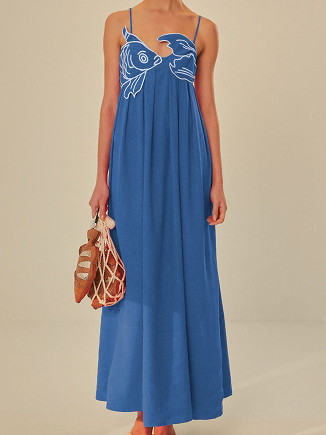 Drune | Besticktes Fisch Halbtransparentes Cami Kleid