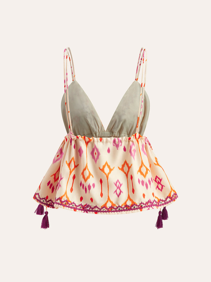 Drune | Bestickte Boho Quastenbinder Cami Top