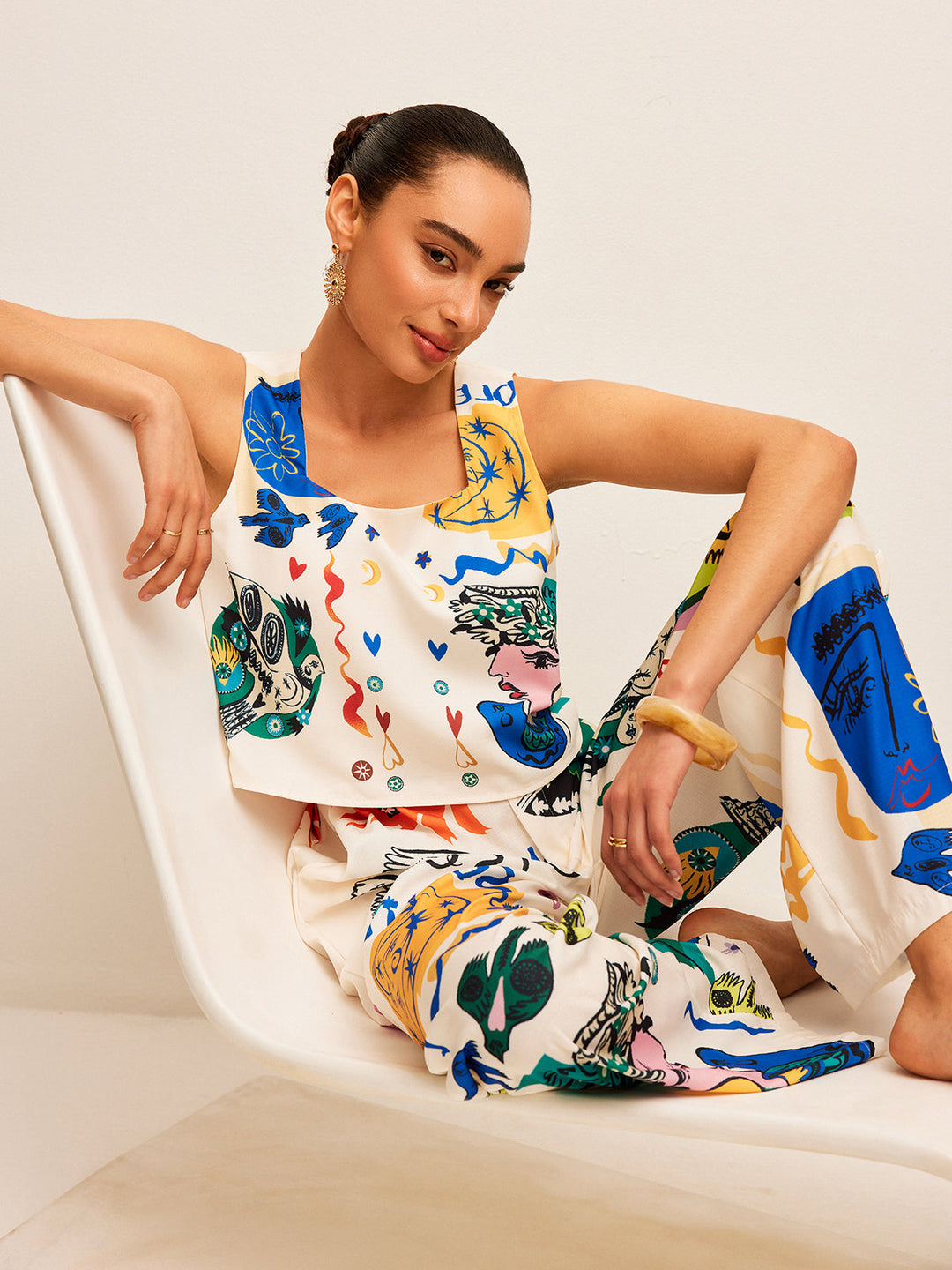 Drune | Grafikdruck Top Mit Weitem Hosen Satz