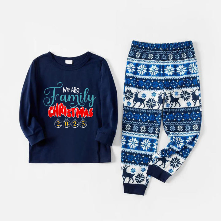 Drune | Fröhliche Blaue Weihnachts-Pyjama-Set mit Familienurlaubszitaten