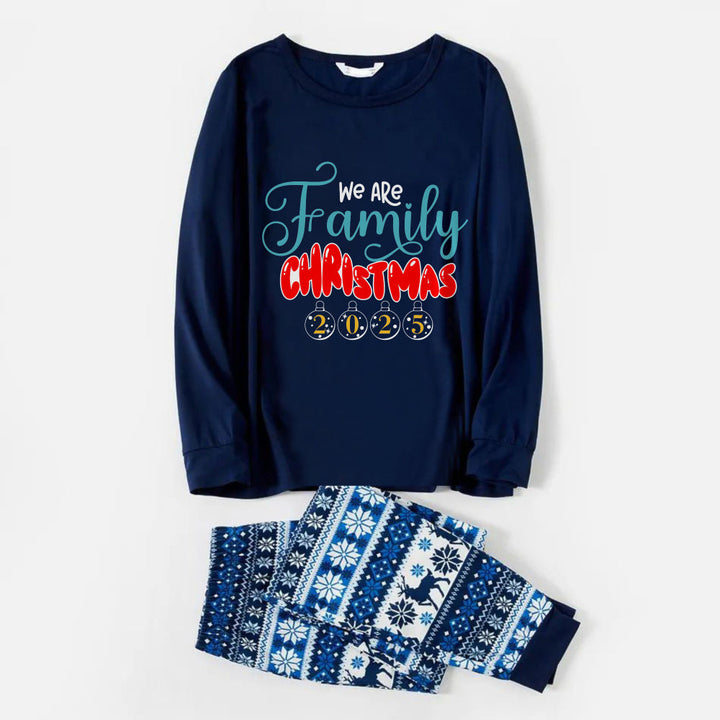 Drune | Fröhliche Blaue Weihnachts-Pyjama-Set mit Familienurlaubszitaten