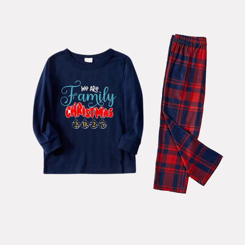 Drune | Weihnachts Familien passende Pyjamas - Navy & Rot Karierte Pjs Set mit 