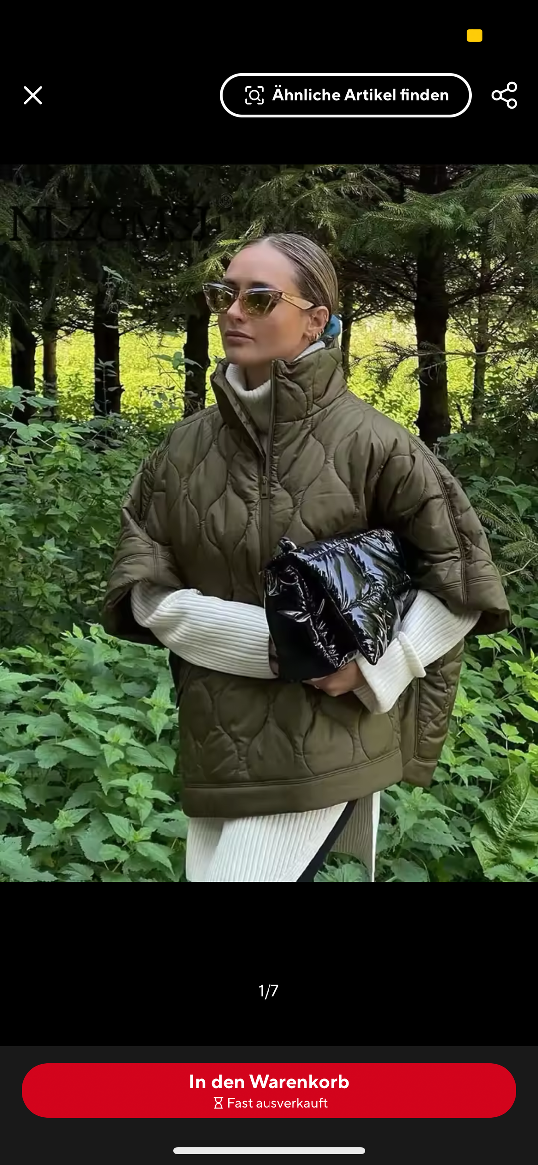 Drune | Stepp Poncho Mit Reißverschluss in Olivegrün