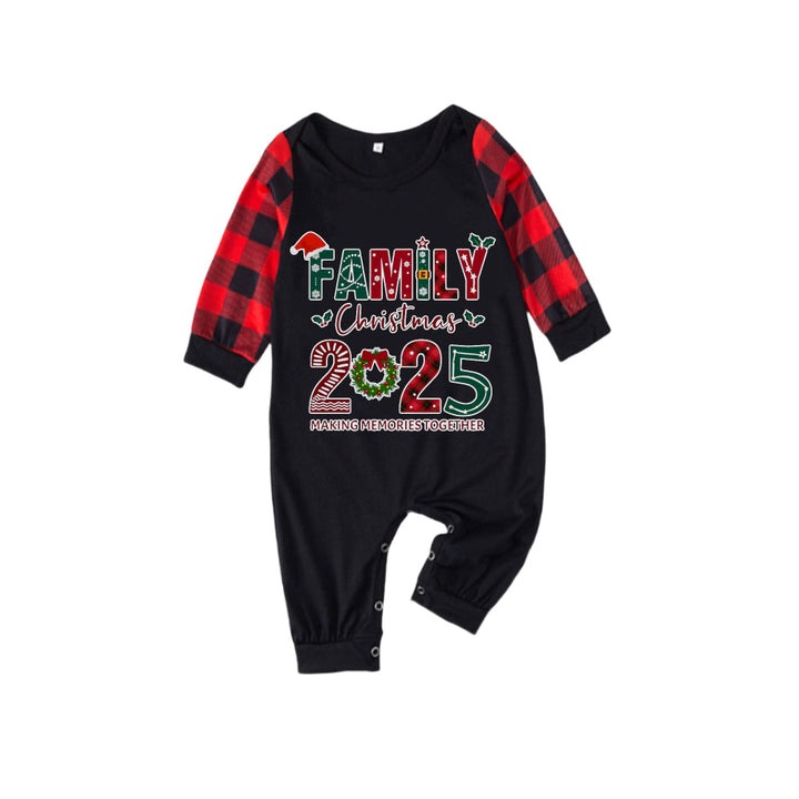 Drune | Rote und schwarze karierte Weihnachts-Pyjamas mit Weihnachts-Urlaubstext