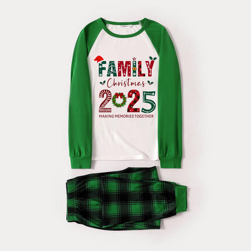 Drune | Grünes Raglan-Oberteil Grünes Karomuster Weihnachts-Pyjama-Set mit 
