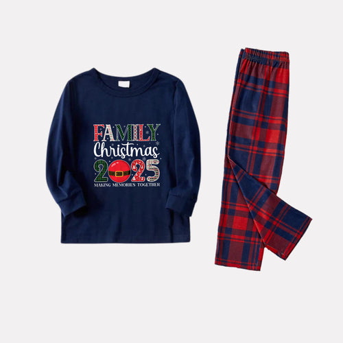 Drune | Weihnachtsfamilien-Set passende Pyjamas - Navy & Rote Karierte Pjs mit 