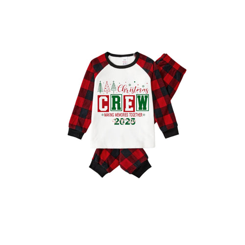 Drune | Rote und schwarze karierte Weihnachts-Pyjama-Set mit Weihnachtsbaum und 
