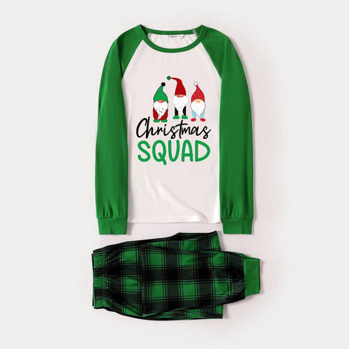 Drune | Grünes Raglan-Top Grünes Karomuster Weihnachts-Pyjama-Set mit Gnom und 