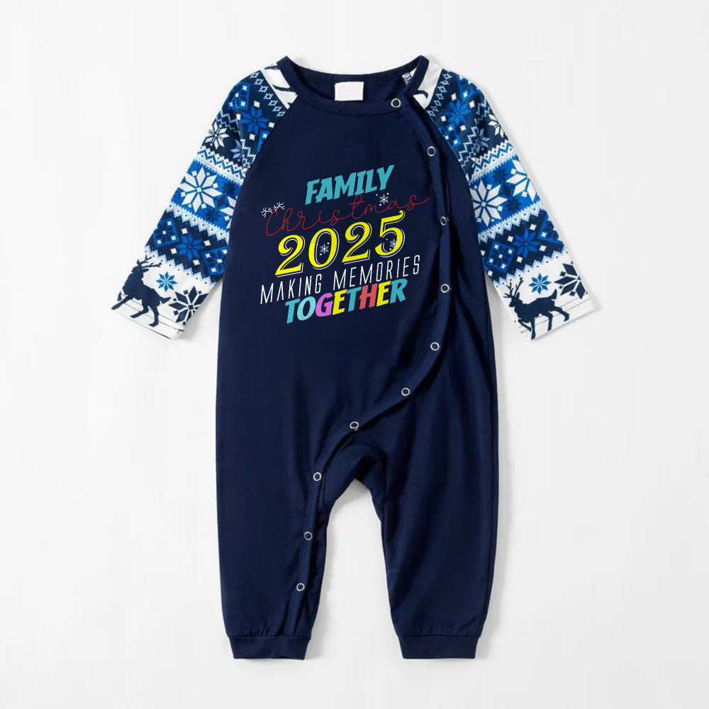 Drune | Fröhliche blaue Weihnachts-Pyjama-Set mit passendem lustigem Text für die Familie