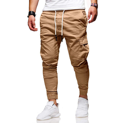 Drune | Hosen Cargo Hosen Slim Fit Elastischer Bund Rippbündchen Mehrfachtaschen Design