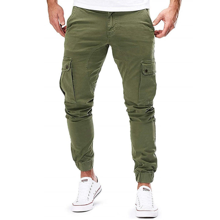 Drune | Hosen Cargo Hosen Slim Fit Elastischer Bund Rippbündchen Mehrfachtaschen Design
