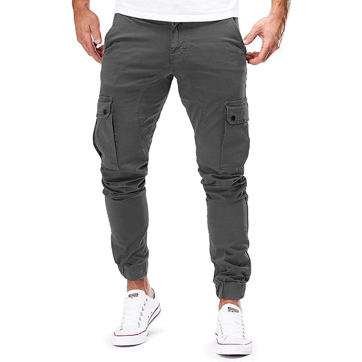 Drune | Hosen Cargo Hosen Slim Fit Elastischer Bund Rippbündchen Mehrfachtaschen Design