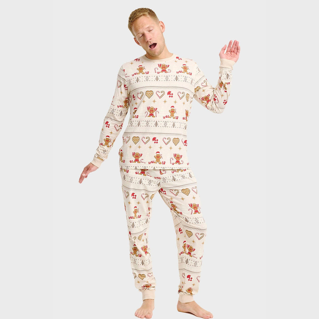 Drune | Christmas Cookie Weihnachts-Pyjama beige - Herren