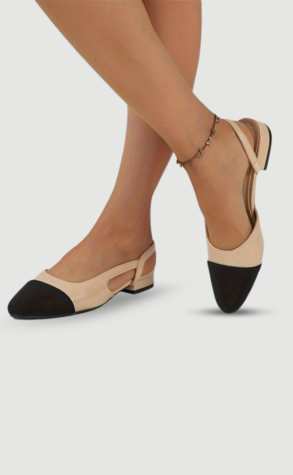 Drune | Slingback Ballerinas in Beige & Schwarz Klassischer Chic
