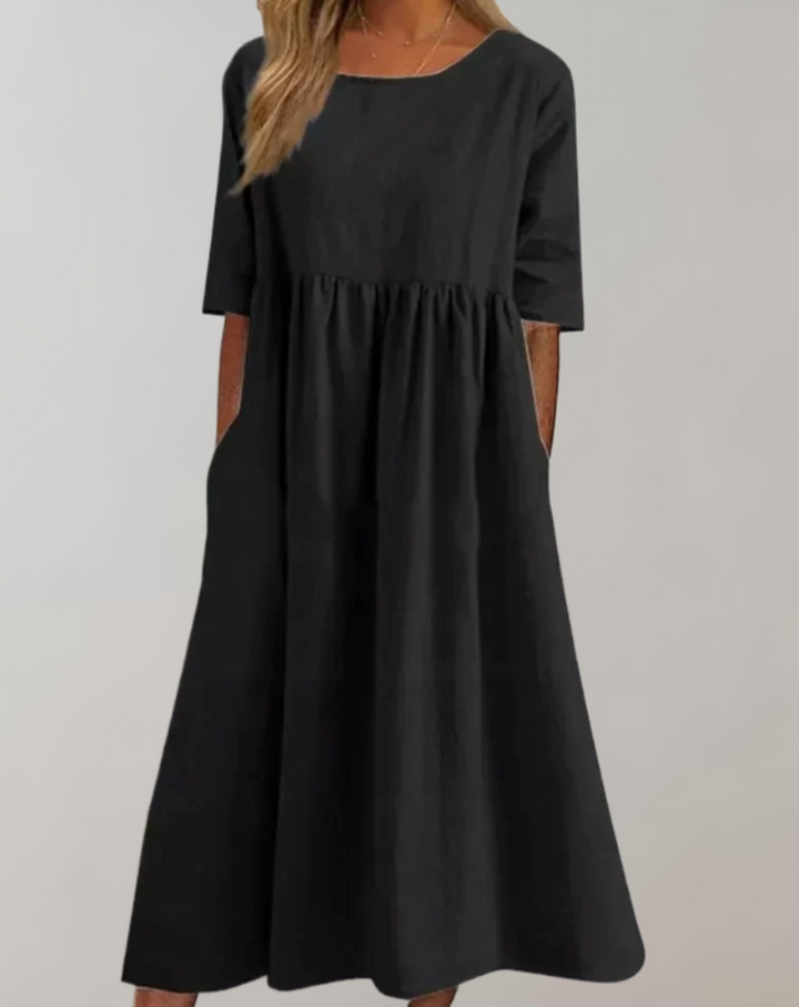 Drune | Einfarbiges Baumwollkleid mit Lockerer Passform