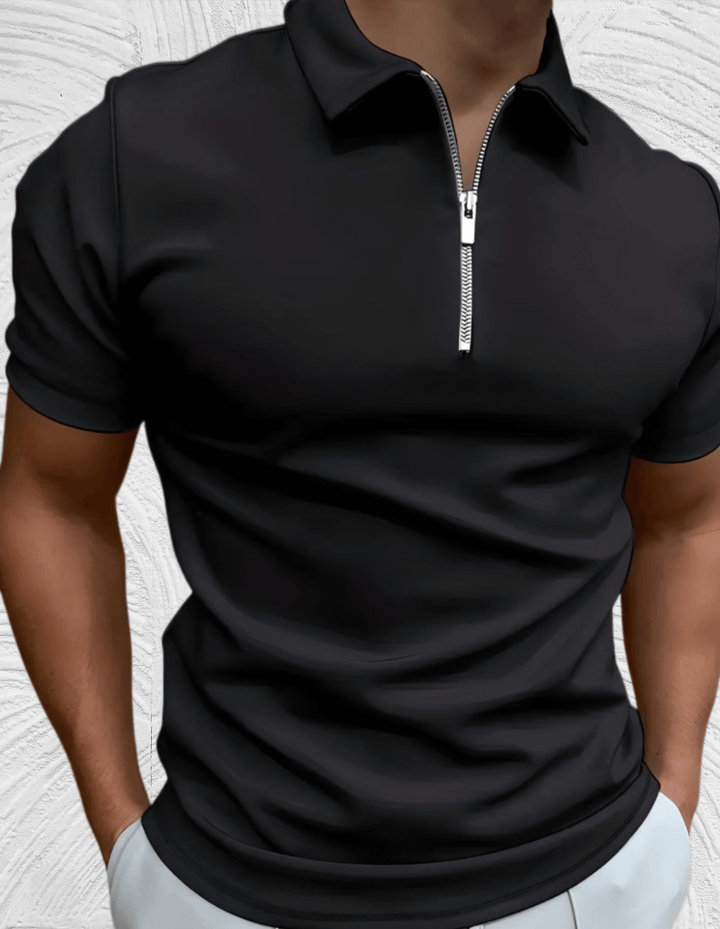 Drune Gut sitzendes Herren-Poloshirt mit Reißverschluss