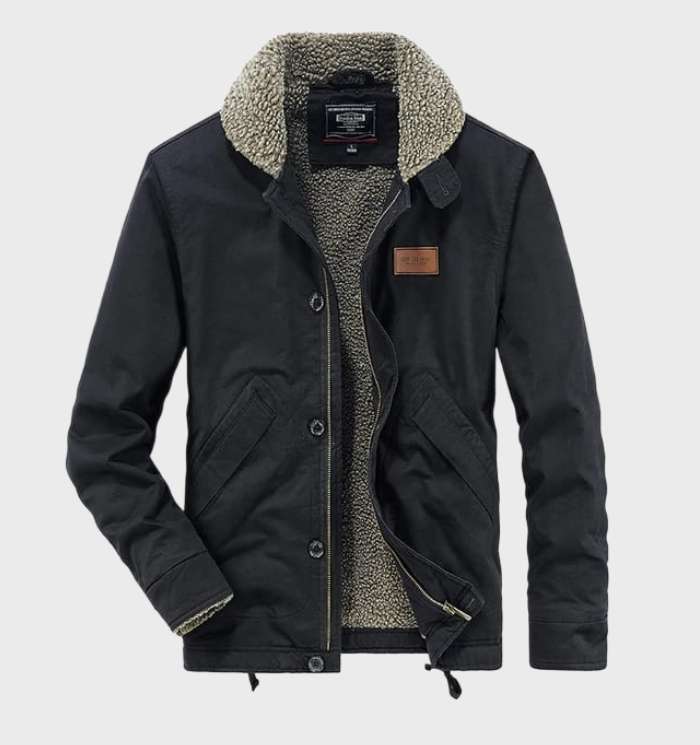 Drune | Winterjacke mit Fleece-Futter – Gefütterte Outdoorjacke mit Reißverschluss und Knöpfen