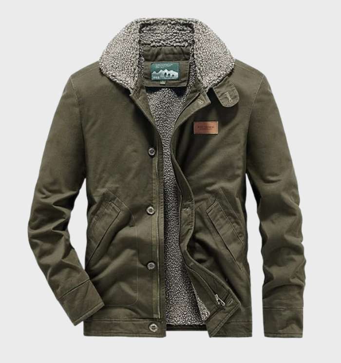 Drune | Winterjacke mit Fleece-Futter – Gefütterte Outdoorjacke mit Reißverschluss und Knöpfen
