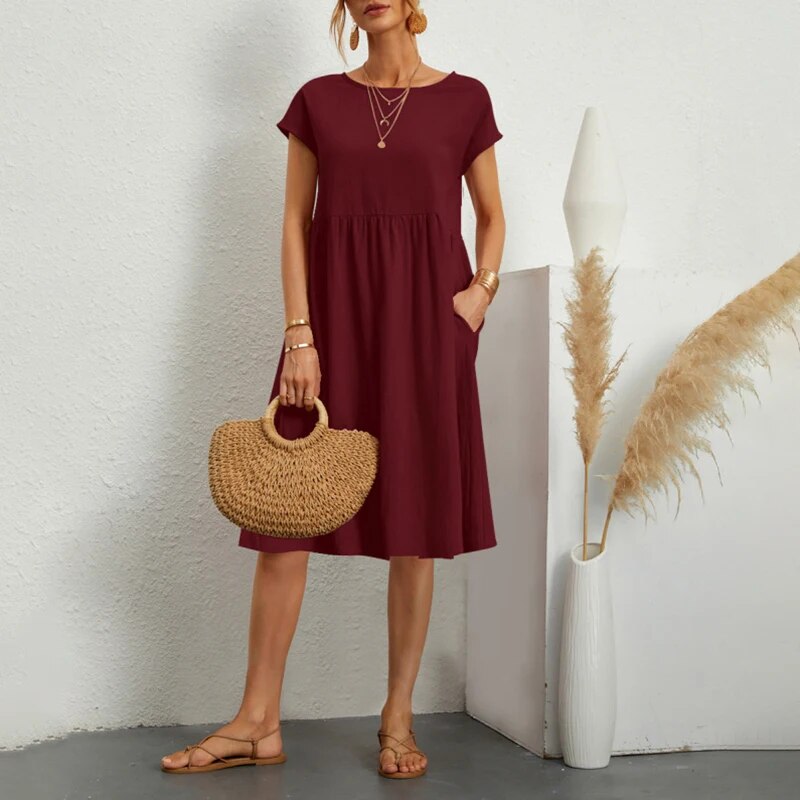 Kleid mit Rundhalsausschnitt aus Baumwolle