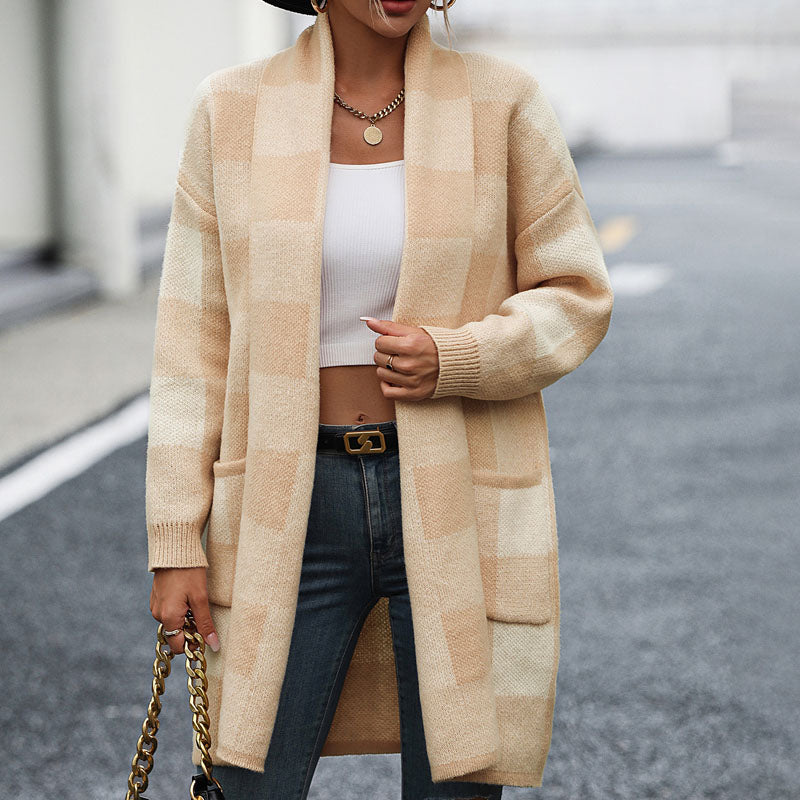 Drune | Lässige Karierte Strickjacke