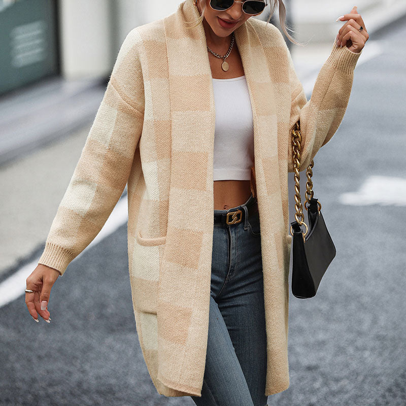 Drune | Lässige Karierte Strickjacke