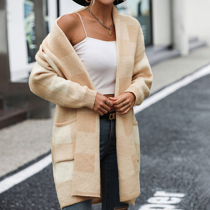Drune | Lässige Karierte Strickjacke