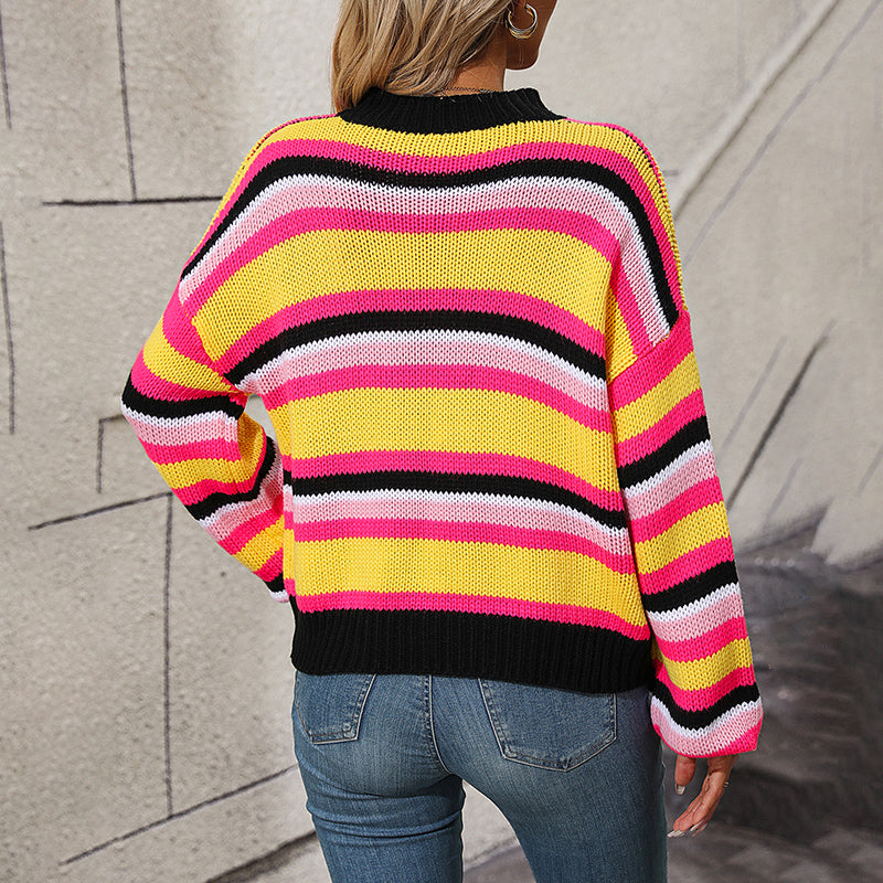 Drune | Gestreifter Strickpullover in Sanften Tönen