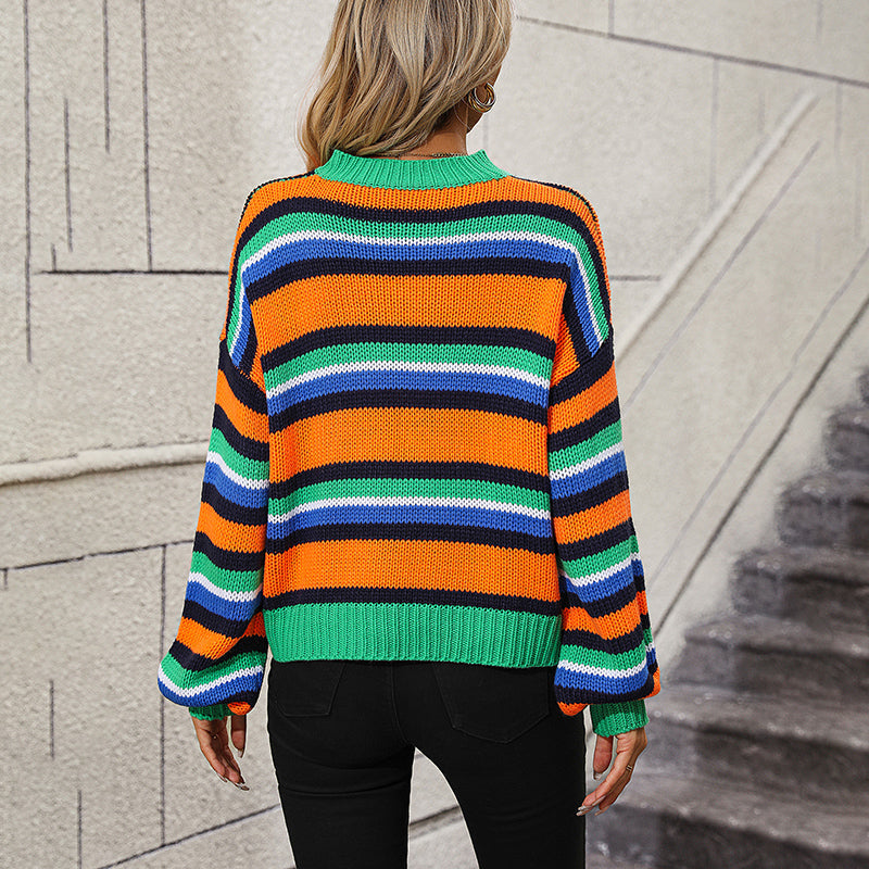 Drune | Gestreifter Strickpullover in Sanften Tönen