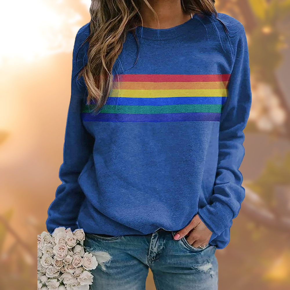 Drune | Weicher Baumwollpullover Mit Regenbogenstreifen