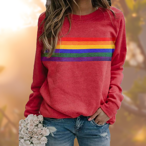 Drune | Weicher Baumwollpullover Mit Regenbogenstreifen