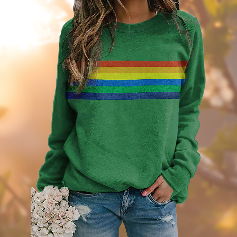 Drune | Weicher Baumwollpullover Mit Regenbogenstreifen