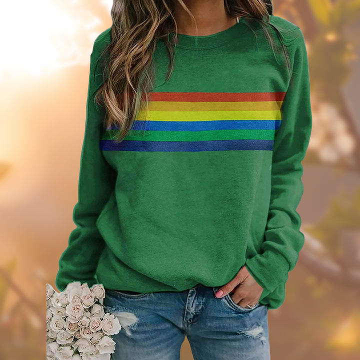 Drune | Weicher Baumwollpullover Mit Regenbogenstreifen
