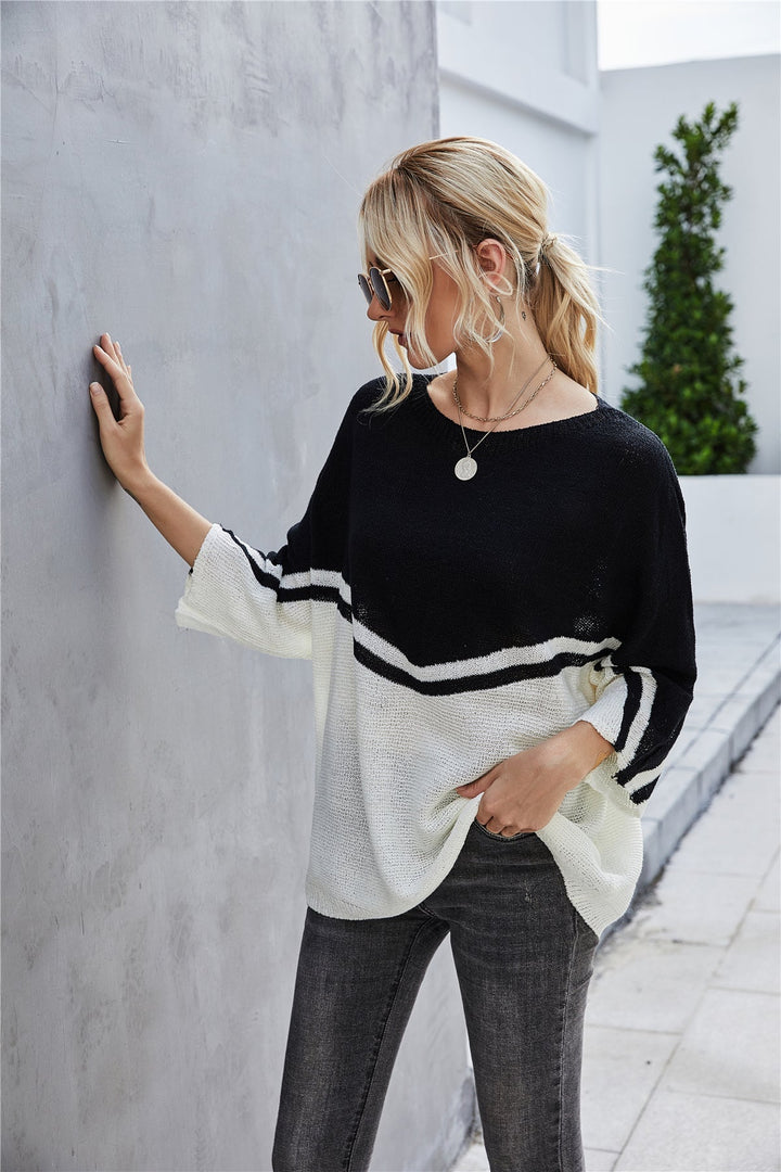 Drune Strick Große Größe Fledermausärmel Strickpullover
