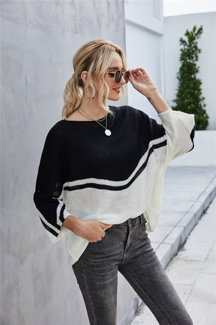 Drune Strick Große Größe Fledermausärmel Strickpullover
