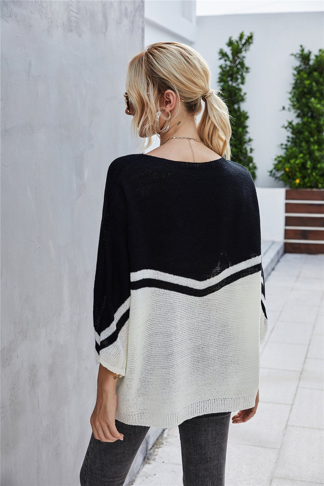 Drune Strick Große Größe Fledermausärmel Strickpullover