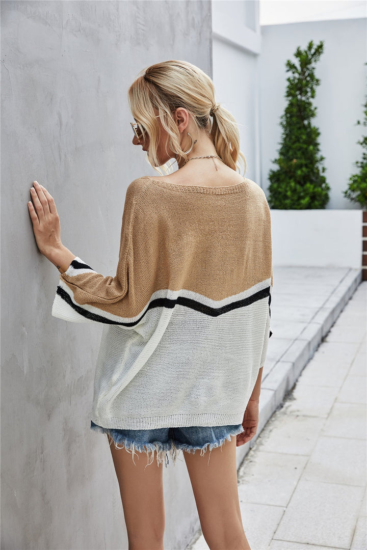 Drune Strick Große Größe Fledermausärmel Strickpullover