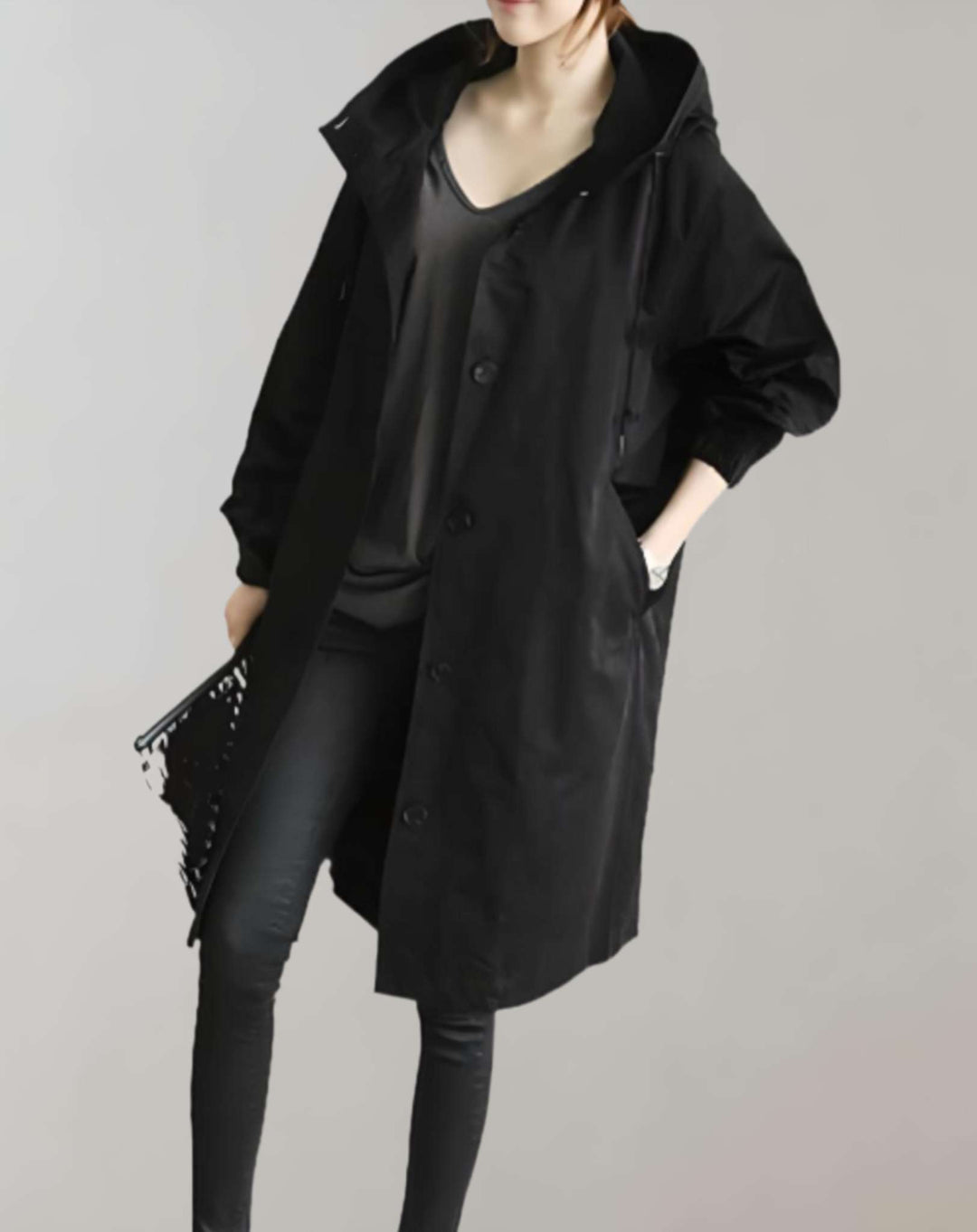 Wasserfester und warmer Kapuzen-Trenchcoat