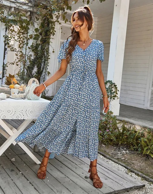 Drune | Blumenkleid mit Rüschenärmeln