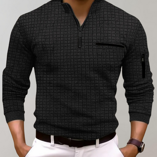 Drune | Langarm Polohemd aus Baumwolle - Klassisches Poloshirt für Freizeit, Büro und Übergangszeit
