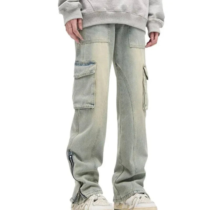 Drune | Weit geschnittene Baggy-Jeans für Herren - Seitliches Reißverschluss-Detail