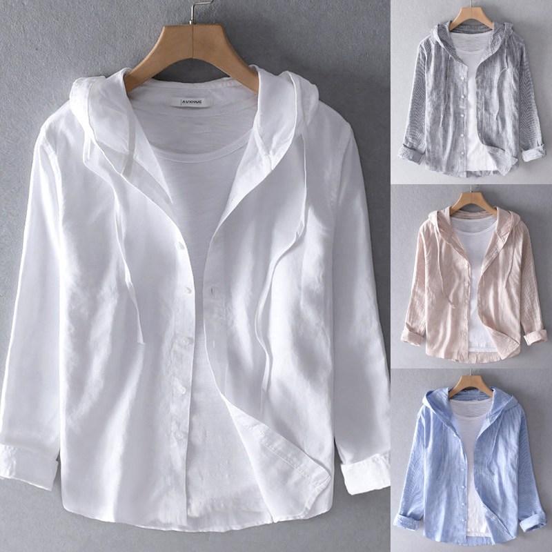 Drune | Damen Luftige Weiche Bluse mit Kapuze Taschen