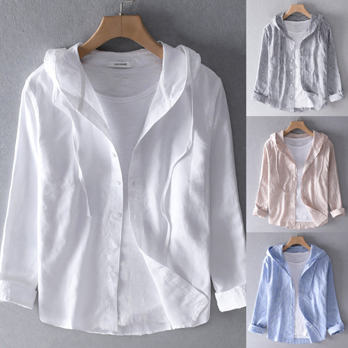 Drune | Damen Luftige Weiche Bluse mit Kapuze Taschen