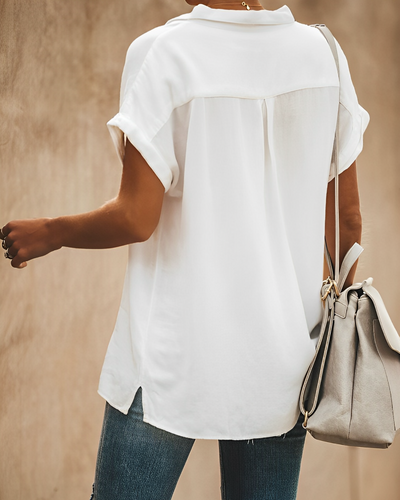 Drune | Relaxed-Fit-Bluse mit Kragen und kurzen Ärmeln für Damen - Komfort und Stil