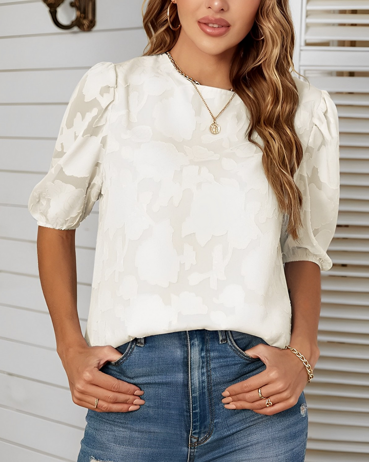 Drune | Elegante Damen Blumenbluse mit Puffärmeln