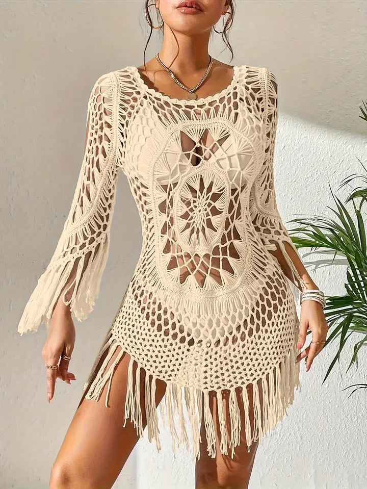 Drune | Cover up Boho Stil Lange Ärmel Bikini Gewand Strandoutfits