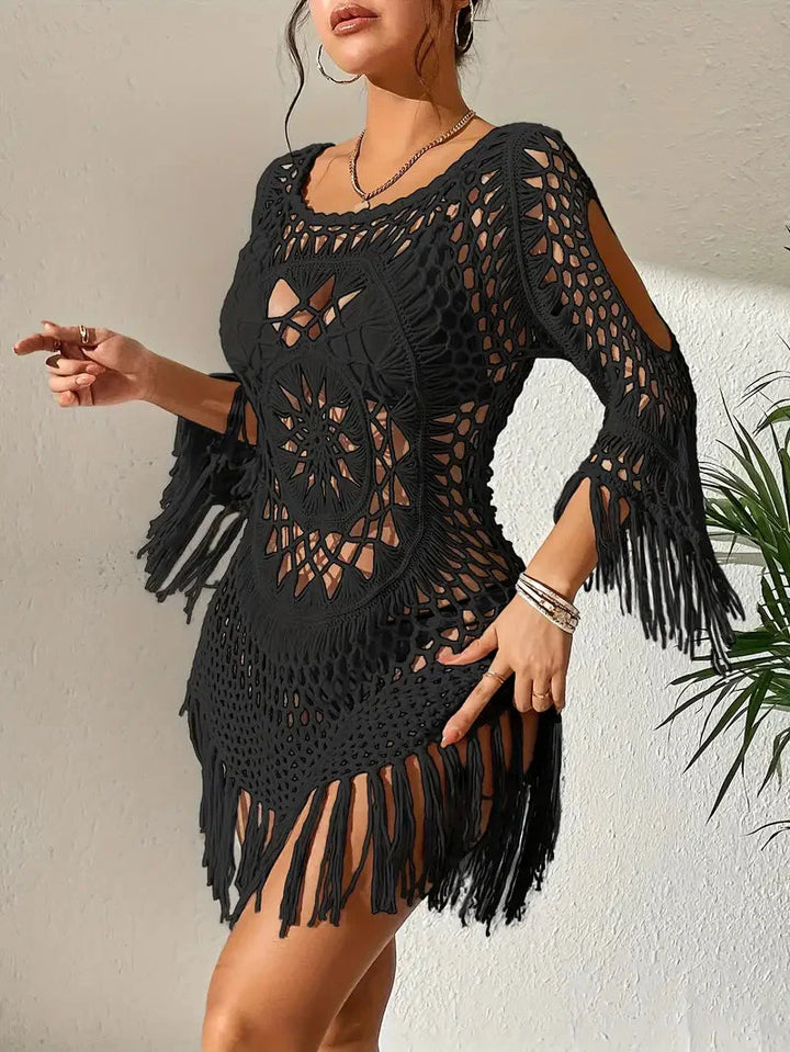 Drune | Cover up Boho Stil Lange Ärmel Bikini Gewand Strandoutfits
