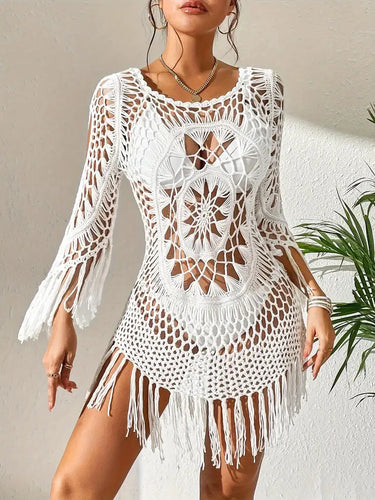 Drune | Cover up Boho Stil Lange Ärmel Bikini Gewand Strandoutfits